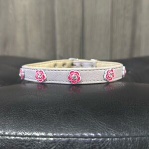 New Pink Flower With Crystals 14" Adjustable Collar For Medium Dog